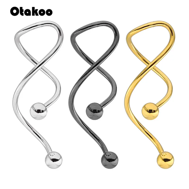 

Otakoo 1pc Anodized Spiral Twisted Lip Navel Ring Piercing 14g Steel Ear Cartilage Helix Piercing Body Jewelry Belly Button Ring