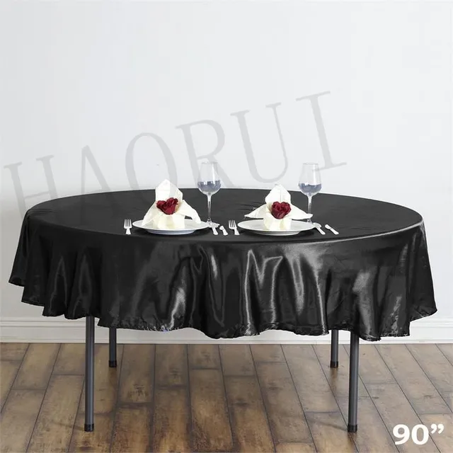 10pcs Customized 90'' Black Round Dining Table Cloths Satin Tablecloths
