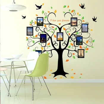 

160*204cm Large Love Family Photo Tree Decal Vinyl Wall Stickers Diy Birds Living Room Kids Rooms Home Decor Poster Wallpaper