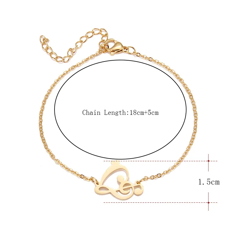 Hibobi Stainless Steel Bracelet Femme Jewelry Music Symbol Heart Charm Bracelets For Women Donot Fade Valentine's Day Gift (10)