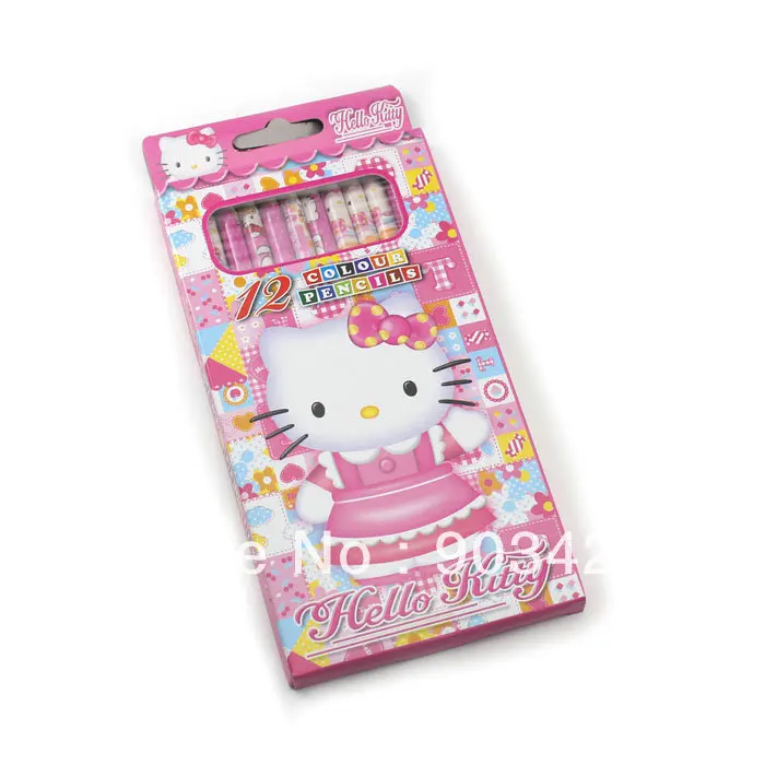 Free Shipping ! Hello Kitty Cartoon Drawing Pencil Lovely Twelve Colour