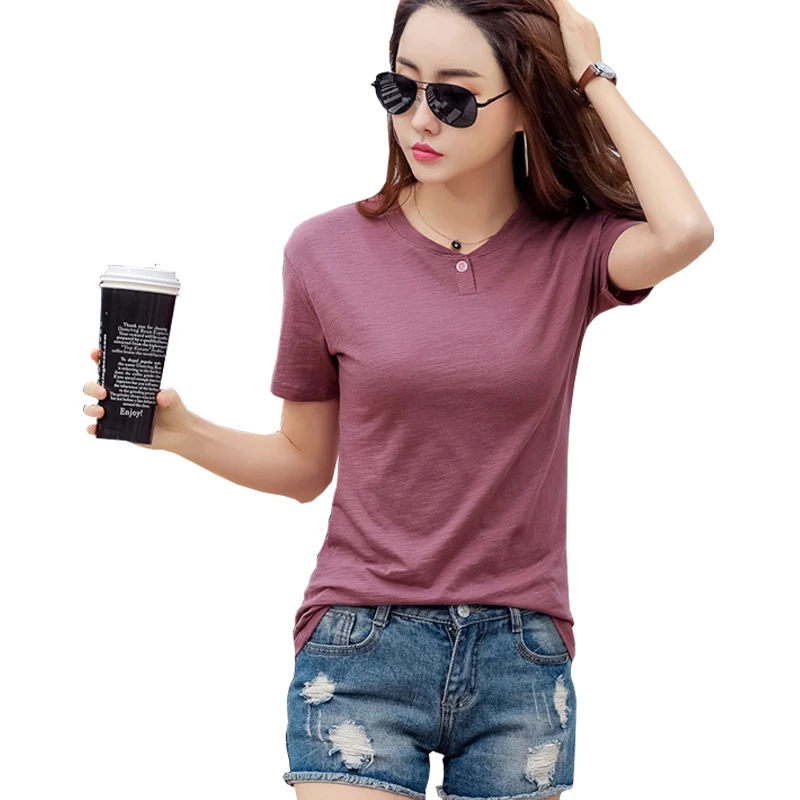 Shintimes Vetement Femme 2019 Vogue новый короткий рукав для женщин Футболка бамбуковый хлопок корейский летняя Топ Camiseta feminina