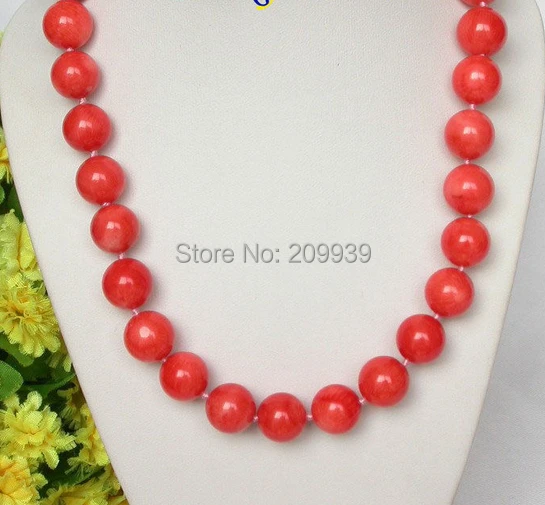 

huij 002784 GENUINE 17" 100% NATURAL 13MM ROUND PINK CORAL NECKLACE MAGNET