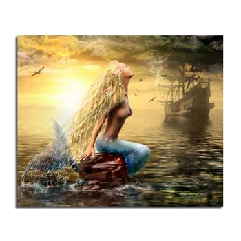 

Night Mermaid 66x55 Wholesale DIY Diamond Painting Home Decoration Rhinestone Wall Stickers Embroidery Needlework