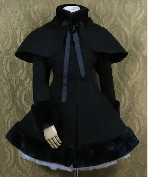 

Lolita Lutz & Patmos Lovely hooded cape Uniform Cosplay Black Coat Costume Any Size NEW