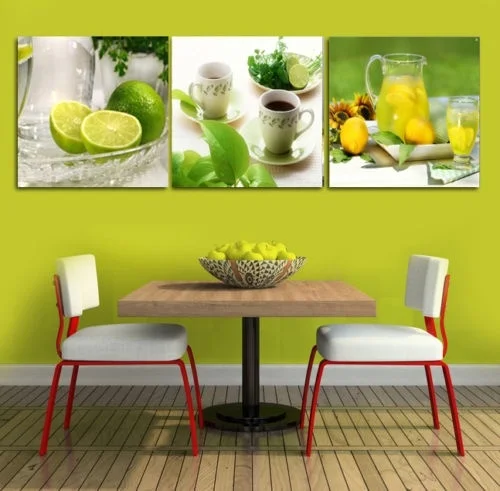 

3 Panels Unframed Canvas Photo Prints Lemon Tea Wall Art Picture Canvas Paintings Wall Decorations Artwork Giclee Paintings