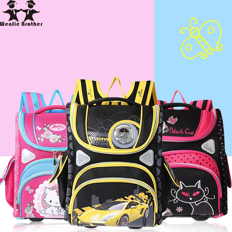 

wenjie brother top children's Backpack foldedschool backpack orthopedic Children School Bags for boys and Girls mochila infantil