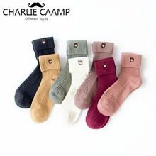 Новые модные Для женщин хлопковые носки 14 Цвет техника Double Needle, Милые Носки с рисунком медведя из мультика серии женские тренд Harajuku носки с вышивкой L122