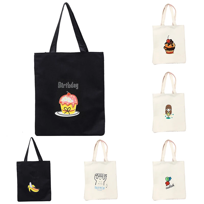 

Female Shopping Canvas Totes Women Casual Large Capacity Totes Durable Cartoon Print Bag Daily Use Eco Female Bags