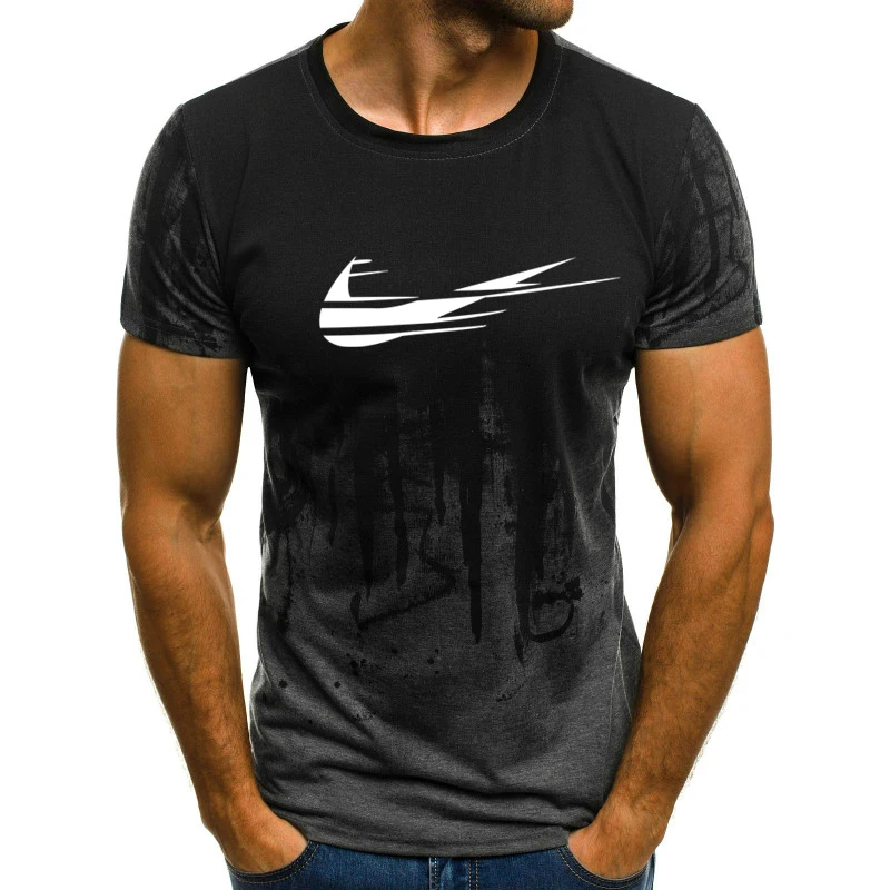 

2019 new fashion casual men's sports print short-sleeved camouflage T-shirt, summer personality printing men's T-shirt.