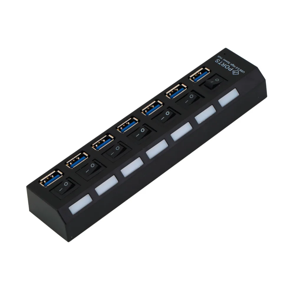 1 шт. 7 порты USB 3,0 концентратор с включения/выключения + ЕС AC адаптеры питания для портативных ПК