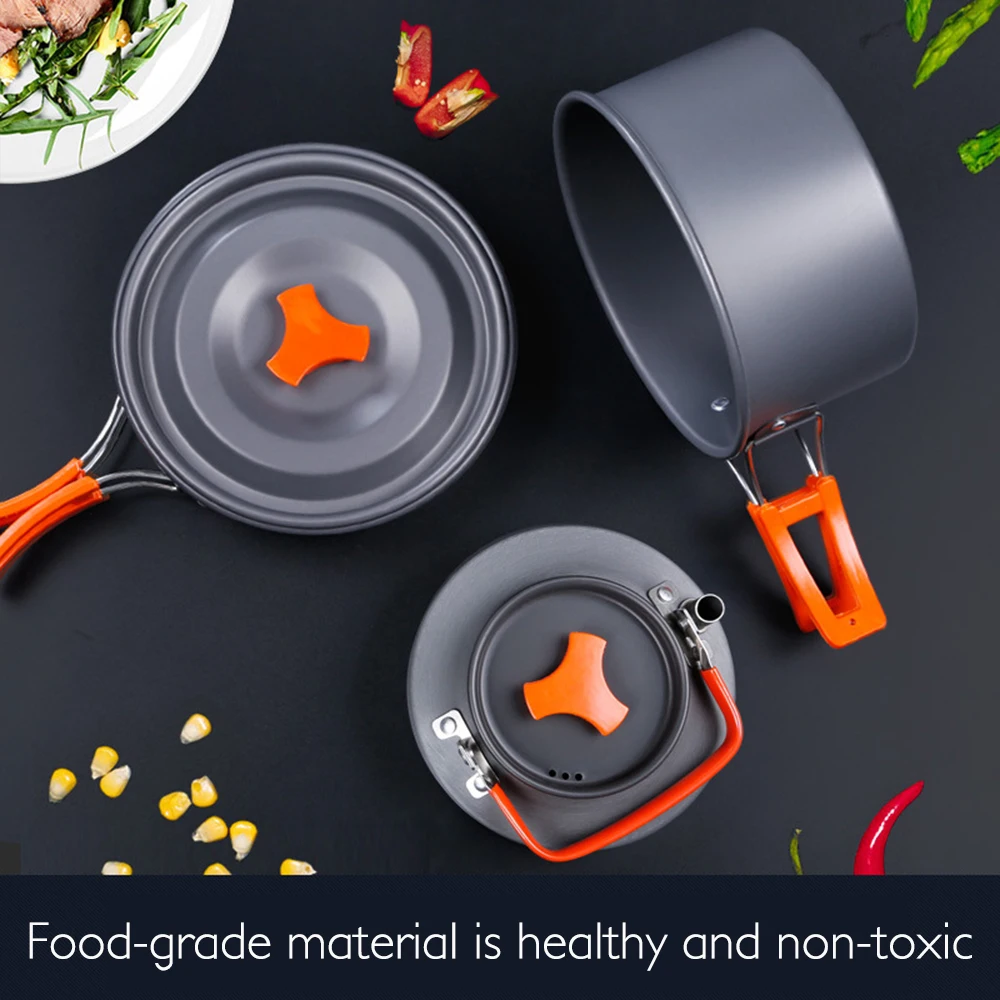 Outdoor Camping Cookware 2-3 People Pot Frying Pans Picnic Set Camping Picnic Tableware For Tourists Tea Kettles For Gas Cooker Outdoor Camping Cookware 2-3 People Pot Frying Pans Picnic Set Camping Picnic Tableware For Tourists Tea Kettles For Gas Cooker