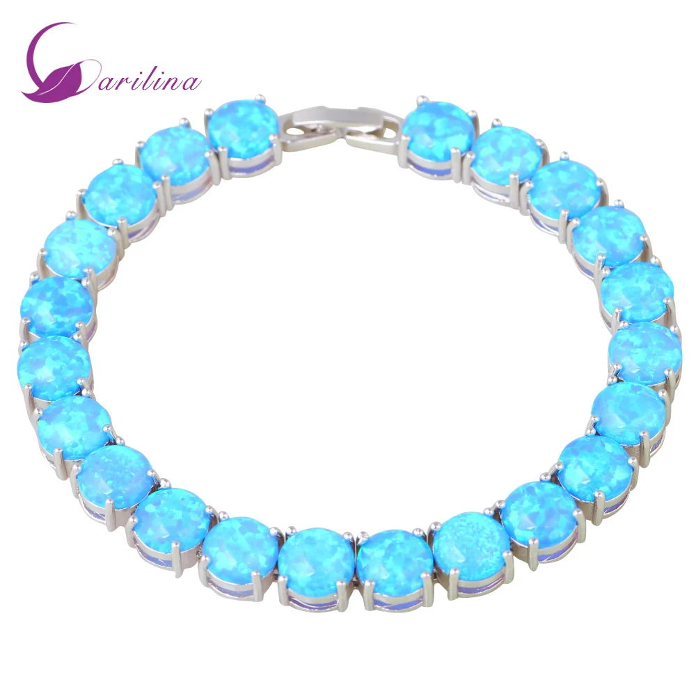 

Glam Luxe Mysterious Silver 925 Blue Fire Opal Bracelets bangles for teen girls pulseiras femininas jewelery woman wedding B467