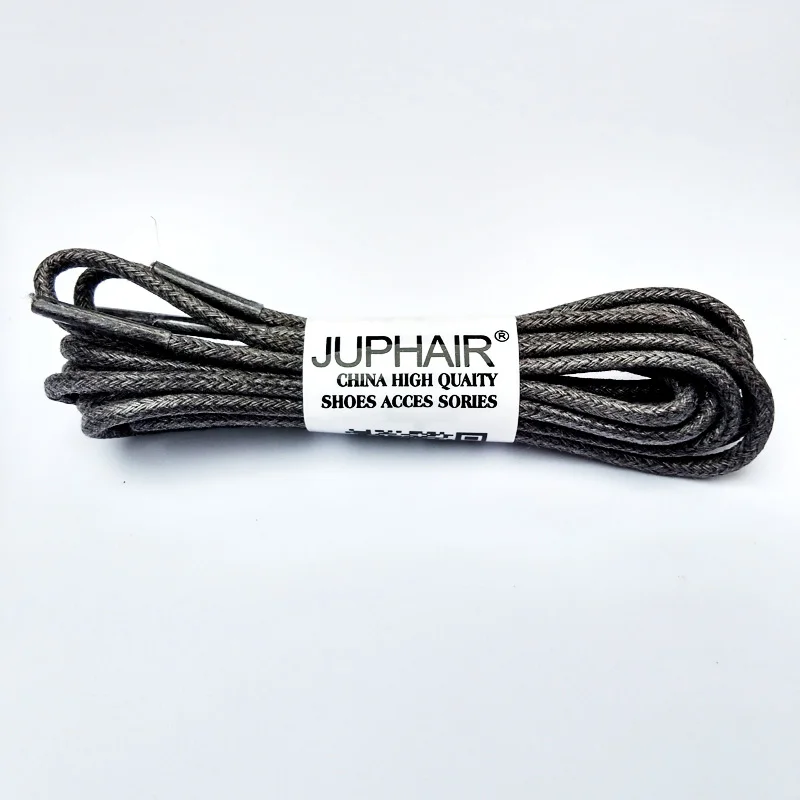 JUP1-12 Pair Dark Gray High Quality Laces Waxed Round Shoelaces Sneaker Solid Polyester Twisted Boots Shoes Brand Fashion Sporty