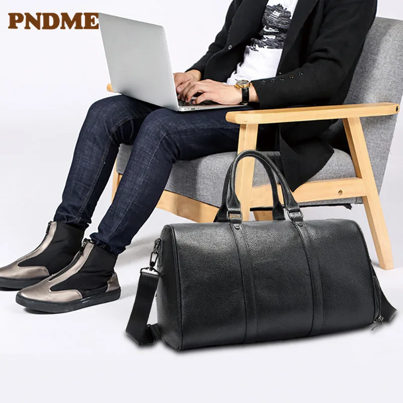 

Leather men's bag large capacity portable travel bag simple outdoor travel luggage