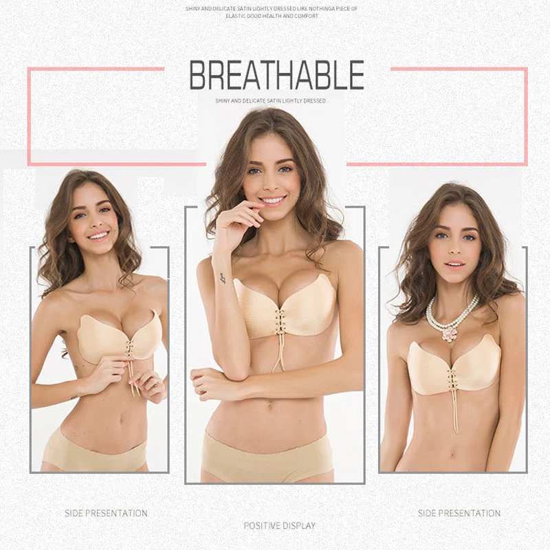 DeRuiLaDy Strapless Women Bra Self-Adhesive Sticky Wire Free LB Invisible Bra Silicone Wedding Underwear Sexy Lingerie Fly Bra 6