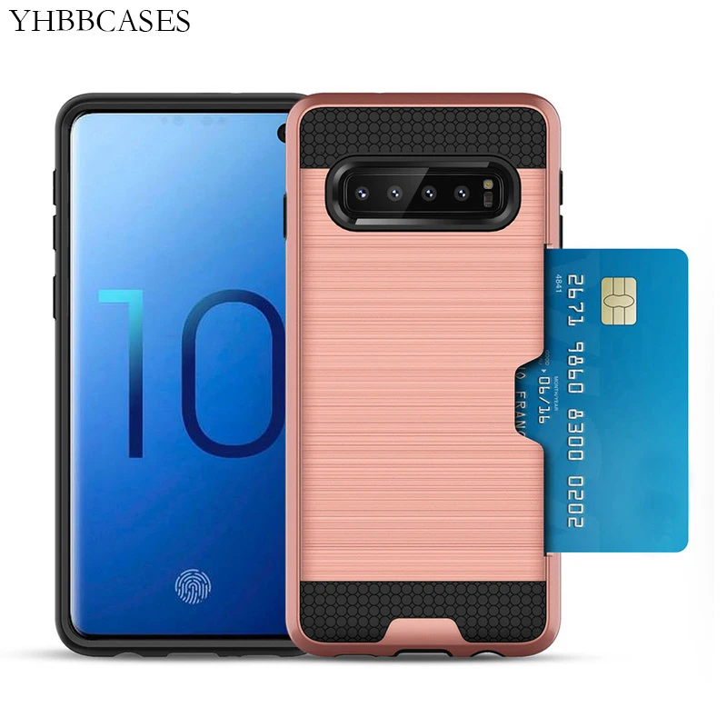 

YHBBCASES Colorful Brushed Armor Phone Cover For Samsung Galaxy S10 Lite S10 Plus S9 Plus Cases Card Slot Shockproof Case