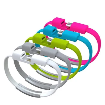 

150pcs 22cm power bank cable Portable short Noodle Usb Charger Cable Data Bracelet Wrist Band lead for IPhone huawei android