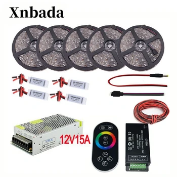 

5M-25M 5050 SMD 30led/m RGB Led Strip Set Flexible Light DC12V + 6Ax3channel 18A GT666 Touch Panel RGB Controller+Power Adapter