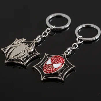 

12pcs Spider man figure Keychain Marvel Hero Logo Rotate Keyring Dog Tag Pendant Avengers Thor Hammer Fashion Key Chains gift