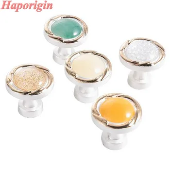 

4x Multicolored Kitchen Cabinet Drawer Knobs Jade Inlaid Furniture Pulls Wardrobe Cupboard Closet Dresser Knobs Bookcase Handle