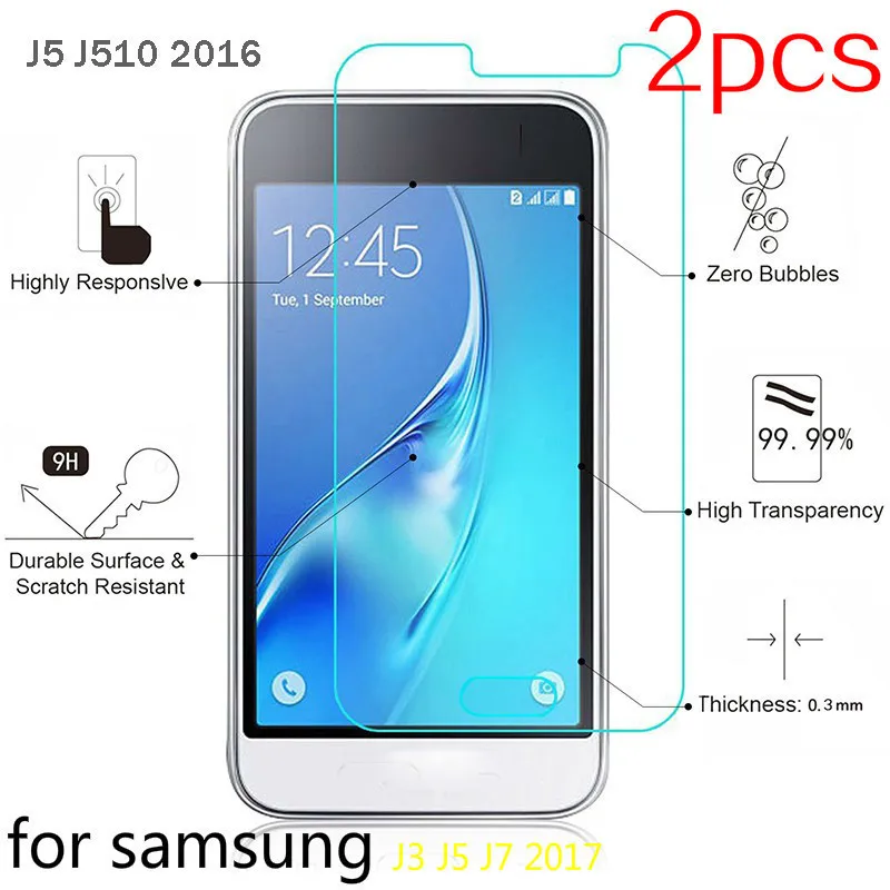Samsara 2 шт. 2.5D Закаленное стекло для Samsung Galaxy A3 A5 A7 2017 Защита экрана J1 J7 J5 J3 защитная