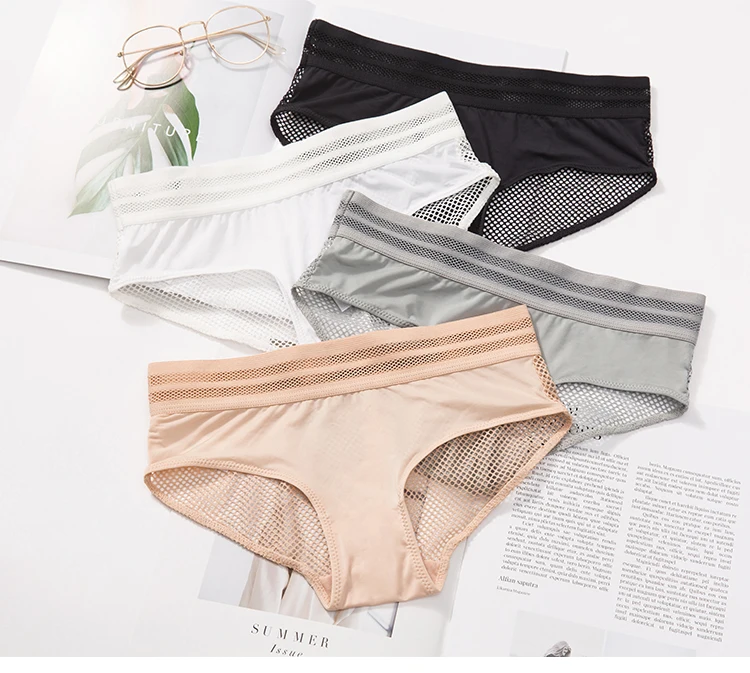 Women's breathable full cotton crotch underwear transparent soft comfortable lady's triangles