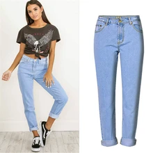 Женские джинсы для мам с высокой талией, женские джинсы для женщин в стиле бойфренд, джинсовые брюки-карандаш, рваные джинсы, женские прямые джинсы
