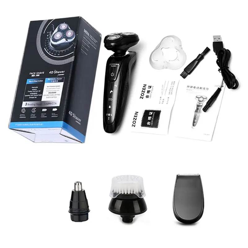 

4D Rotary Wet Dry Electric Shaver Multi-function Men USB Car Charging Body Wash Razor Nose Hair trimming Beard knife home travel