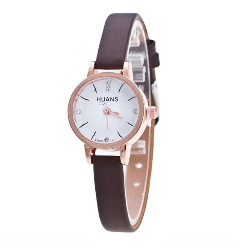 Розовое золото минималистичные Модные женские кварцевые часы с кожаным ремешком Роскошные повседневные часы женские наручные часы Relogio Feminino подарок# C - Цвет: Brown