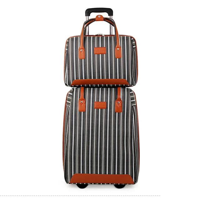 LeTrend stripe Oxford Rolling Luggage Set Spinner Multifunction