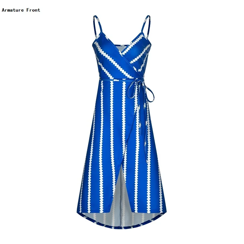

Sling Printing Women Friend Sexy dress Fashion Streetwear Irregular Frenulum Open back Befree Plus size Party dress Clothes
