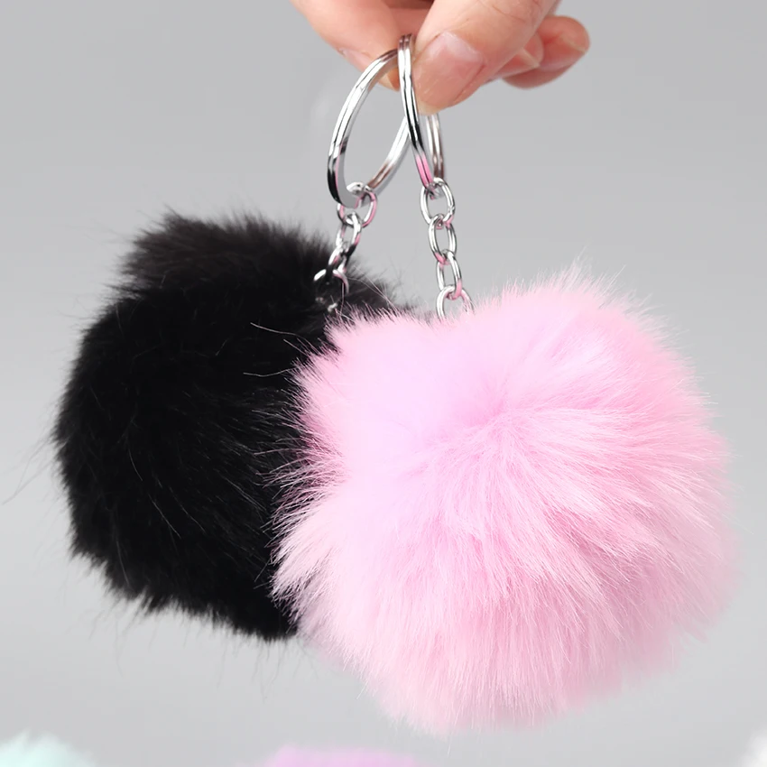 

1PC Lovely Fluffy Fur Ball Chain Key Rings Pendant Cute Hairball Artificial Pompom Women Keychain Car Ornaments Bag Accessories