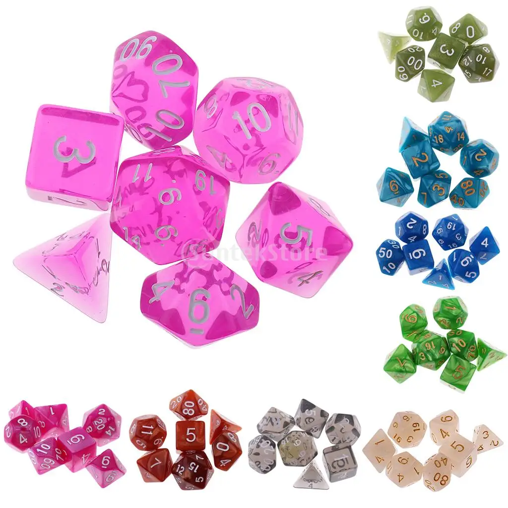 7PCS Polyhedral Dice D20 D12 D10 D8 D6 D4 16mm for Dungeons and Dragons Dice DND MTG RPG