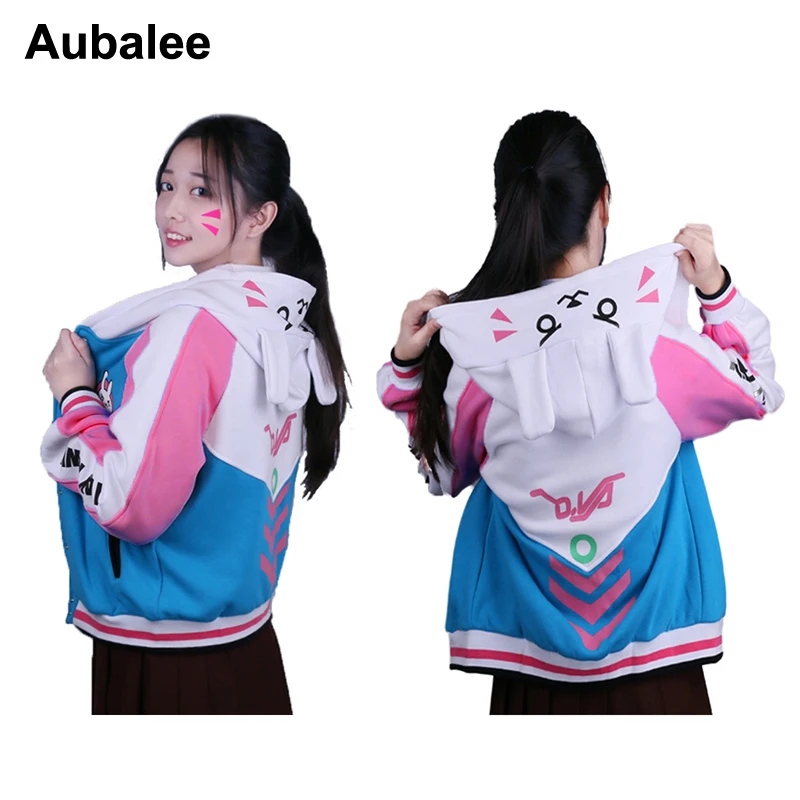 

Aubalee D.va Sweatshirt Hoodie Rabbit Jackets Baseball Coats Dva Autumn Winter Cotton Sweatshirts For Women D.va OW Cosplay