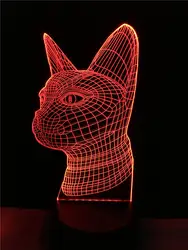 Животных кошка голова 3D лампа RGB светодиодный лампа USB Ночная Атмосфера свет многоцветный Touch о удаленного Luminaria Change настольная украшение