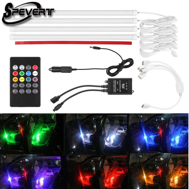 Spevert Atmosphere Lamp For Car 4x 18 Led 5050 Rgb Interior Lights Spevert Atmosphere Lamp For Car 4x 18 Led 5050 Rgb Interior Lights Neon Kit Music