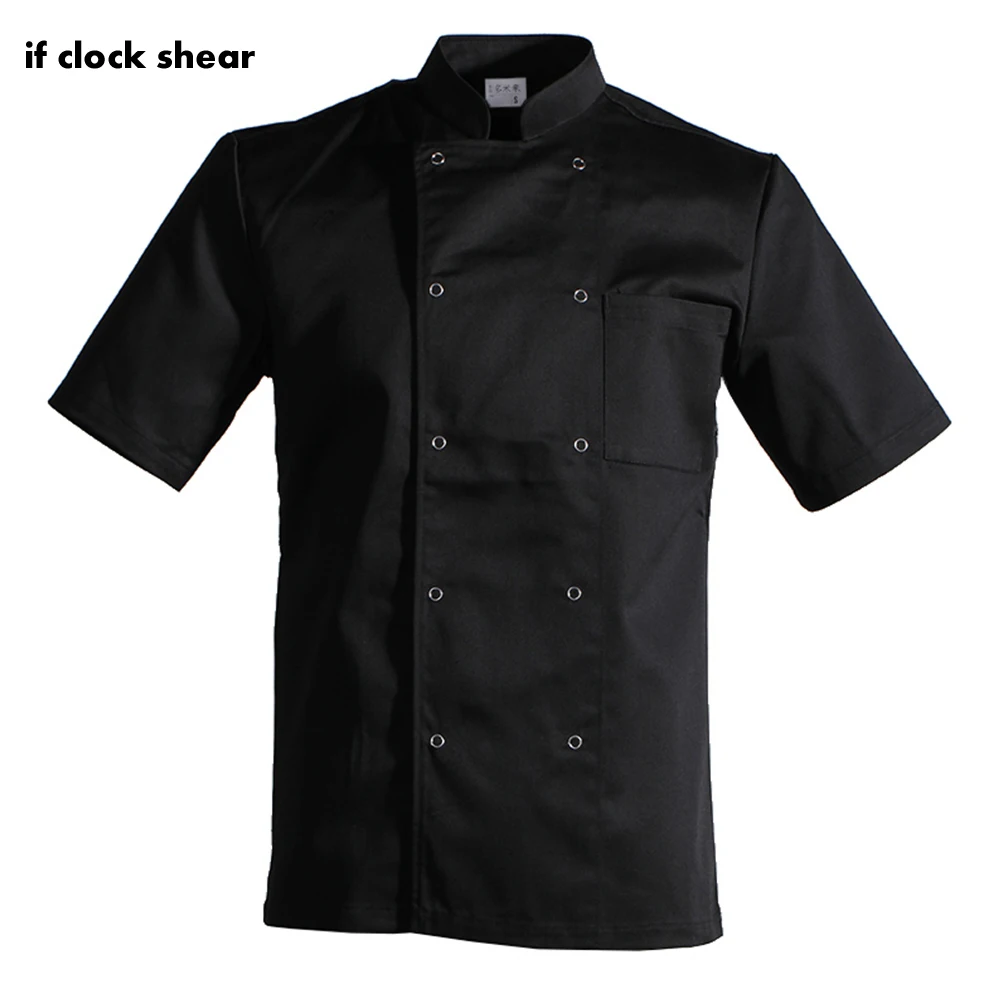 

Unisex Cook Work Uniforms High Quality Workwear Black Short Sleeve Restaurant Hotel BBQ Kitchen Clothing Food Service Chef Tops