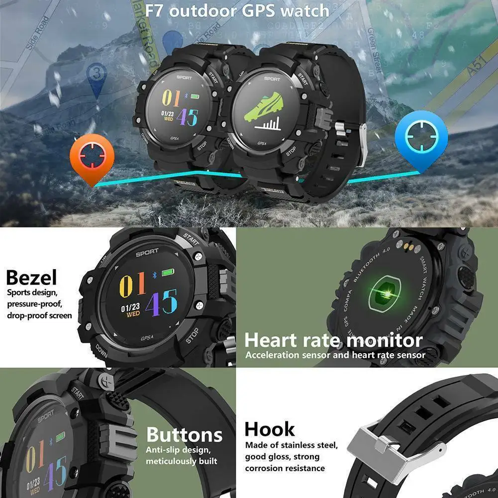 Умные спортивные часы Bluetooth gps-компас температура пульса фитнес-трекер браслеты