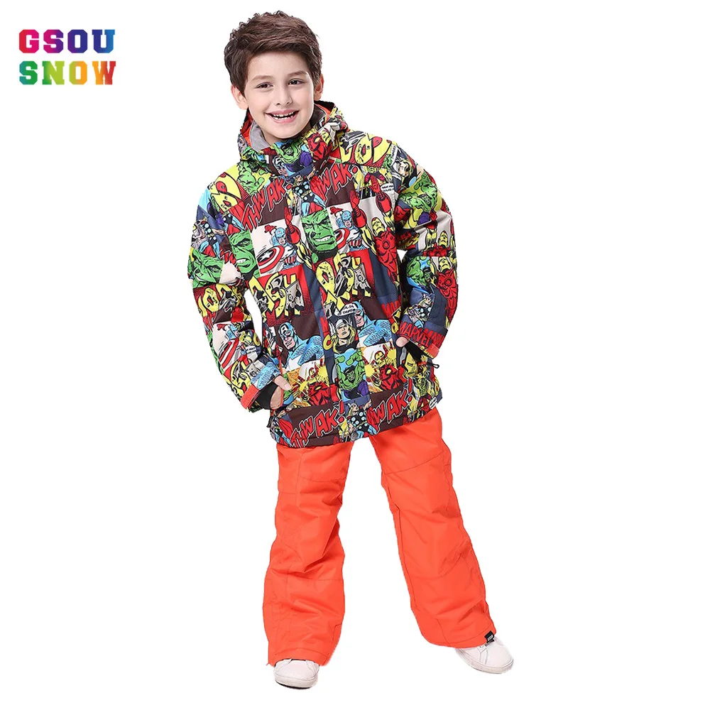 GSOU الثلوج بدلة تزلج الشتاء للأولاد الفتيات للماء صامد للريح الاطفال على الجليد الدعاوى سوبر دافئ في الهواء الطلق التزلج على الجليد