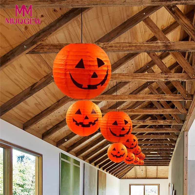 1PCS Halloween Pumpkin Round Chinese Paper Lantern Party Decor Gift