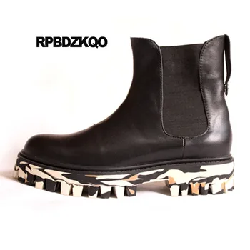 

Platform Ankle Boots High Sole Shoes Men Chelsea Thick Soled Chunky Non Slip Full Grain Leather Plus Size Casual Autumn Fall