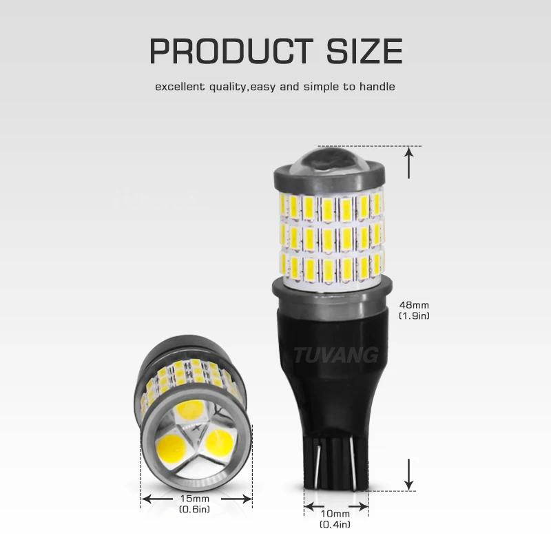 TUVANG 1000lm T15 W16W светодиодный 921 912 Клин обратный свет лампы высокой мощности супер яркий автомобильный внешний сигнальный фонарь 6500K белый