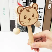 Детские деревянные музыкальные Игрушки для раннего образования, могут кусать мальчиков и девочек, развивающие интеллектуальные традиционные Мультяшные погремушки с животными