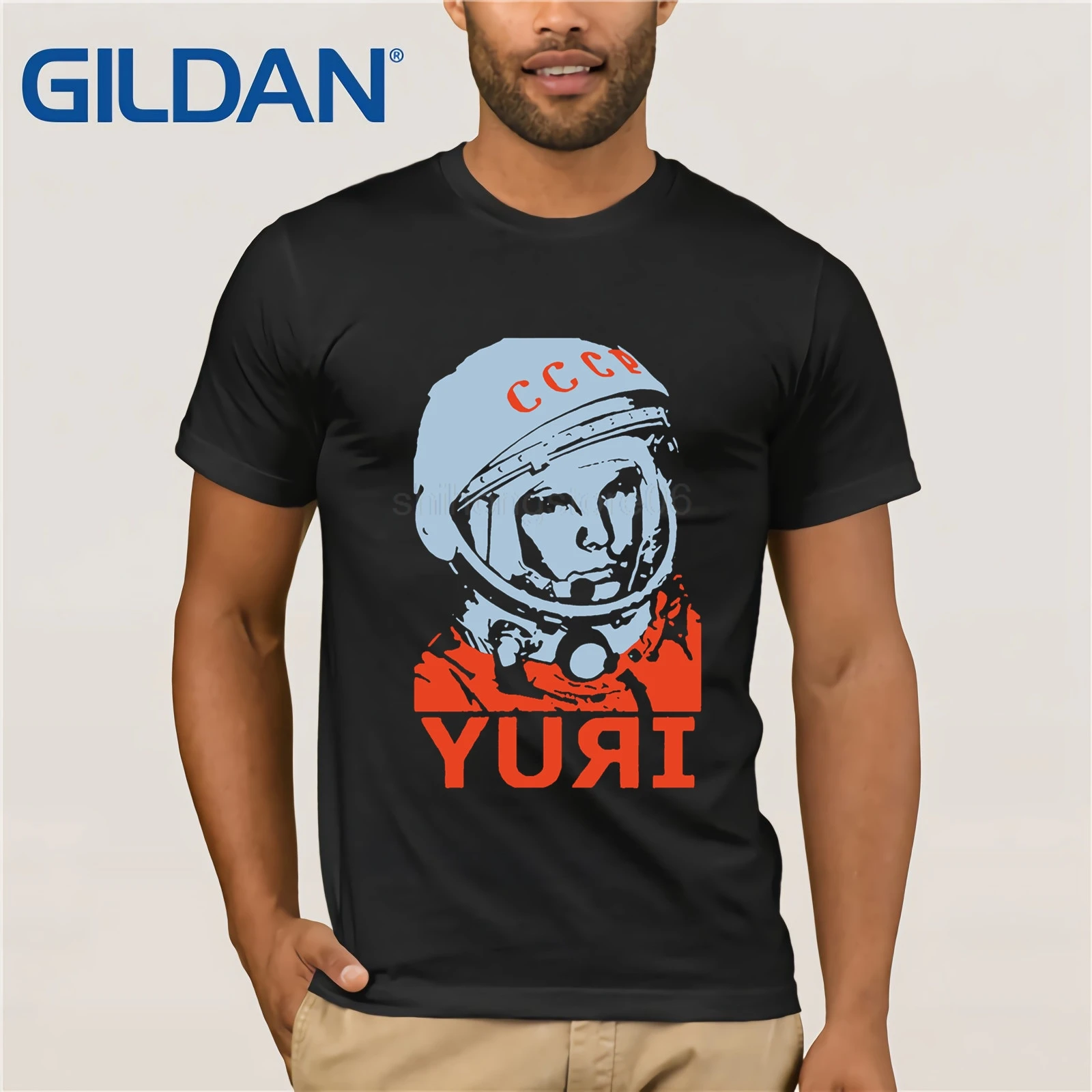 

GILDAN GILDAN YURI GAGARIN CCCP Russian T Shirt Men USSR Soviet Union Man Printed gosha t shirt Moscow Russia