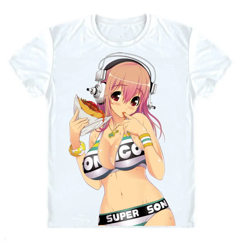 Футболки SoniAni Super Sonico рубашки с коротким рукавом аниме манга супа сонико соникома