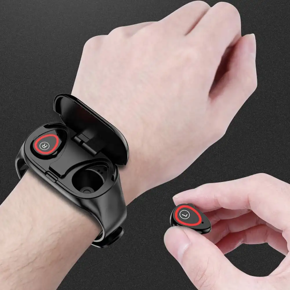 

2 In 1 Bluetooth-Earphone Sports Fitness Bracelet Heart Rate Monitor Long Time Standby Headphone AI Smart Watch Smart Wristband
