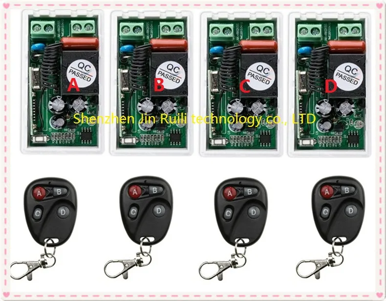 most simple wiring AC220V 1CH Radio Controller RF Wireless Relay Remote Control Switch 315 MHZ 433 4 Transmitter +4 Receiver | Электроника
