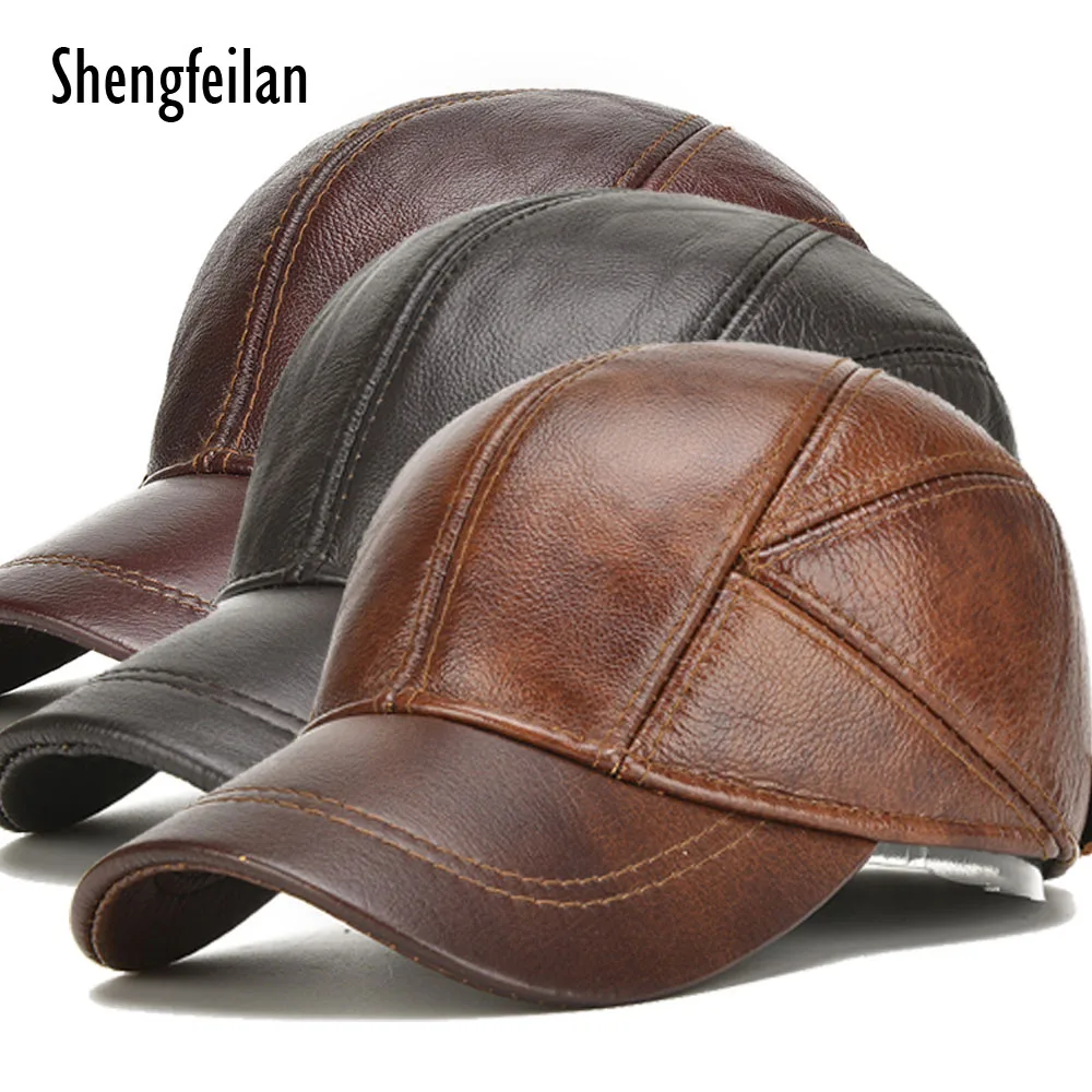 Winter 2018 Military Hats Haisum Genuine Leather Men's Military Cap Hat