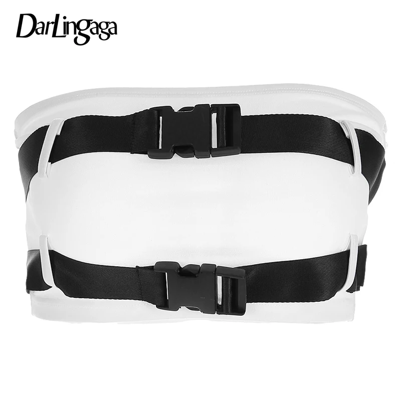 

Darlingaga fashion strapless tube top women belt buckle slim sexy crop tops camisole 2019 tank top bandeau vest cropped clothing